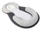 Anti rollover pillow in gray and white on white background