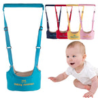 Baby walking assistant with colorful options and a baby model