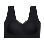 Black high support sport bra on a white background