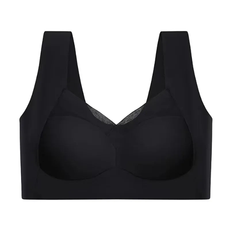 Black high support sport bra on a white background