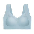Light blue high support sport bra on a white background