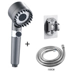 Handheld shower with hose and wall mount on a white background