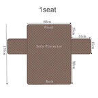 Measurement chart of a 1-seat sofa protector with dimensions labeled.